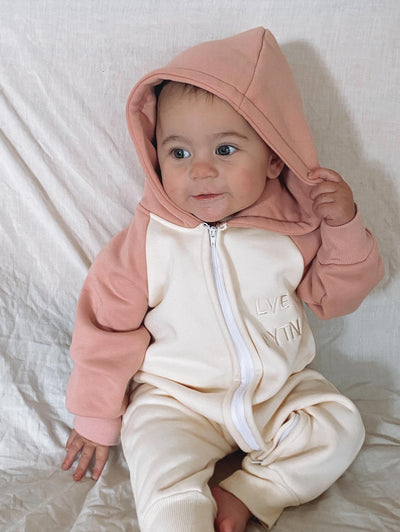 Fleece Romper - Pink & Ivory