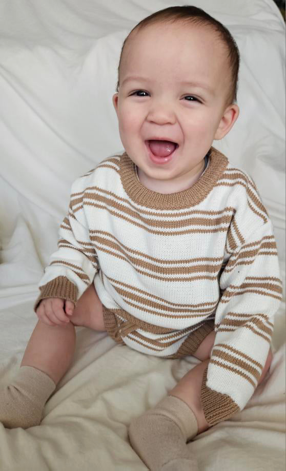 Stripey Jumper & Bummies Set - Chocolate Brown