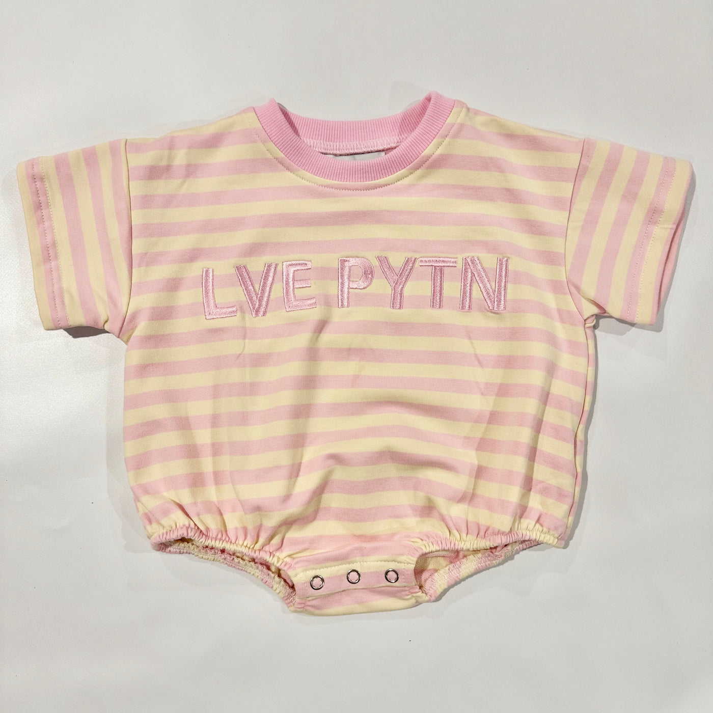 Summer Oversized Stripey Romper - Pink & Cream