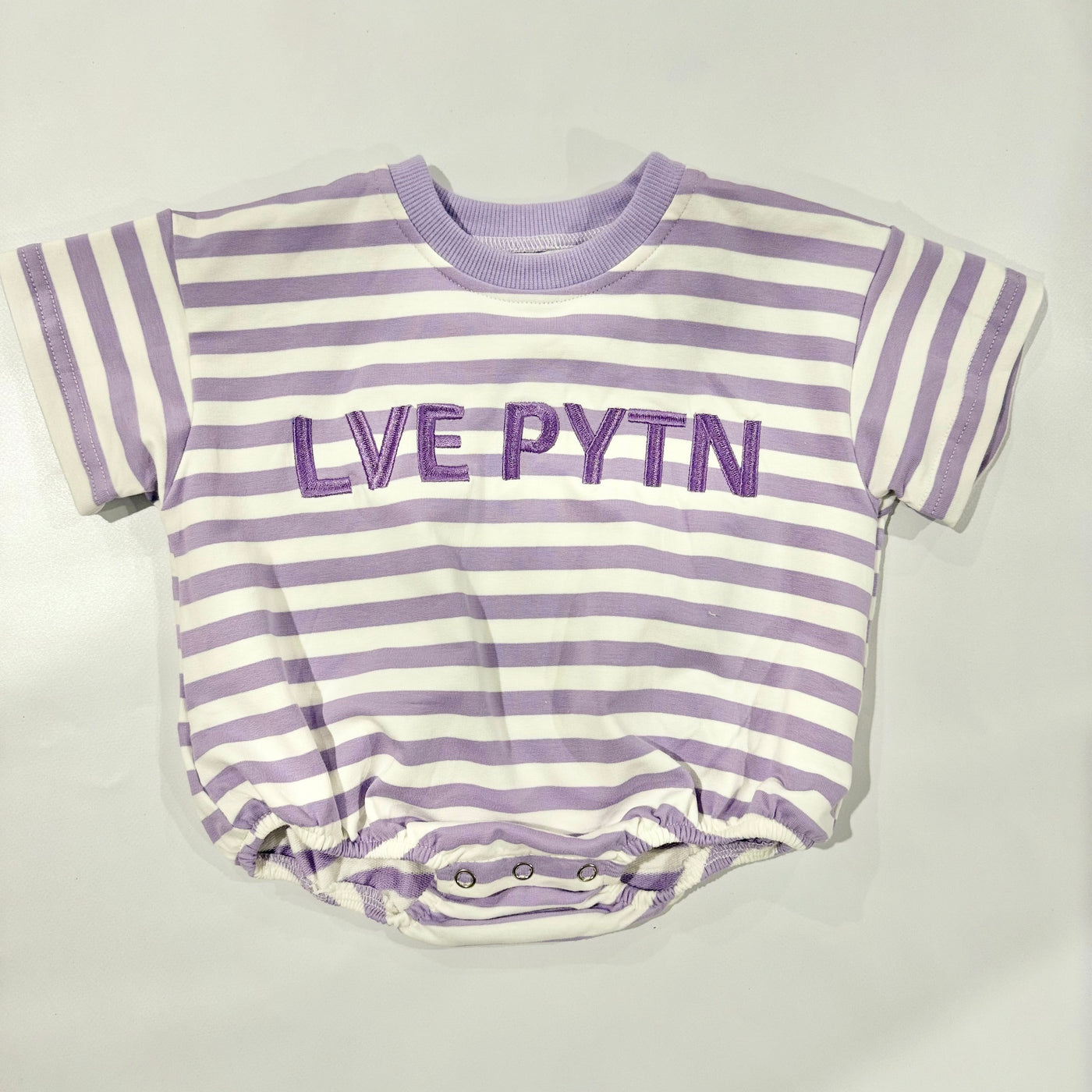 Summer Oversized Stripey Romper - Lilac & White