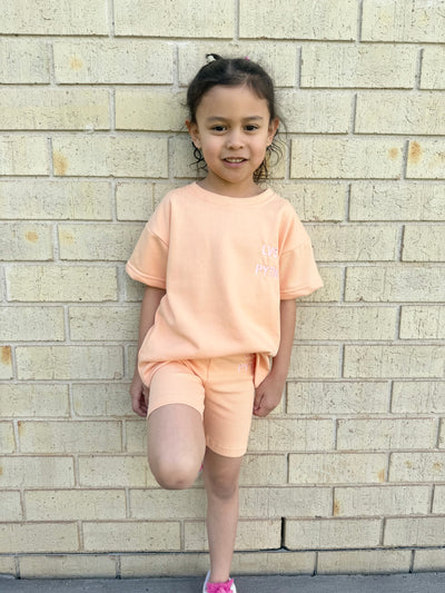 Tee & Bike Short Set - Cantaloupe Orange