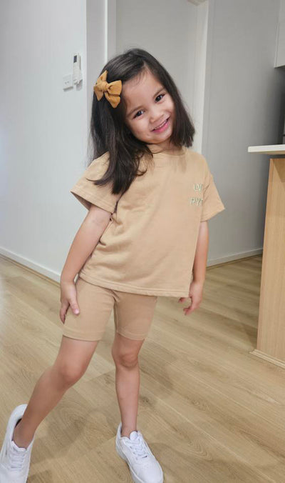 Tee & Bike Short Set - Caramel