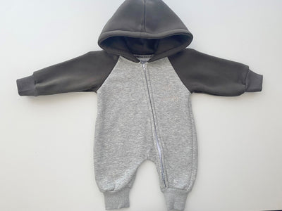 Fleece Romper - Charcoal & Grey