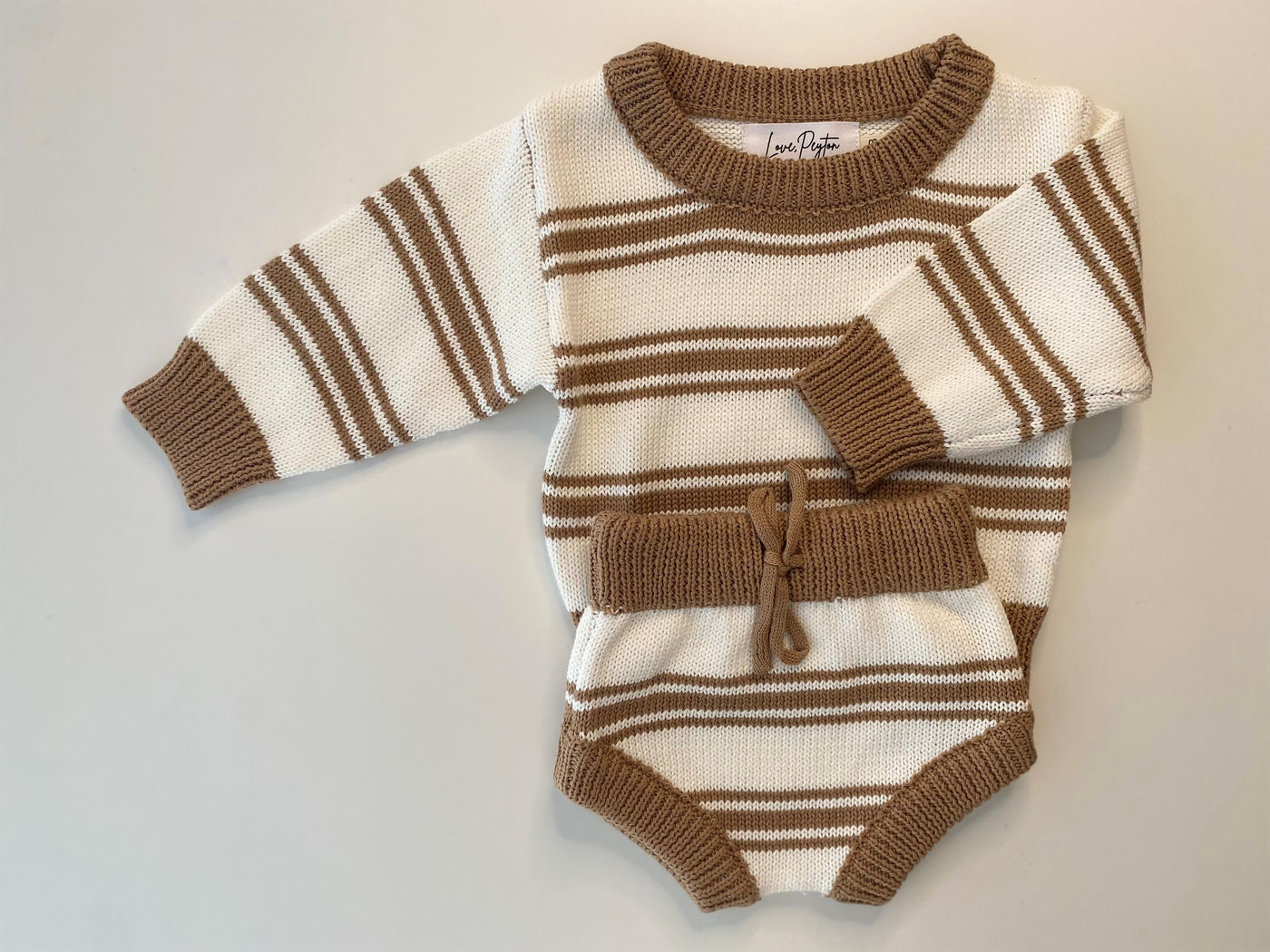 Stripey Jumper & Bummies Set - Chocolate Brown