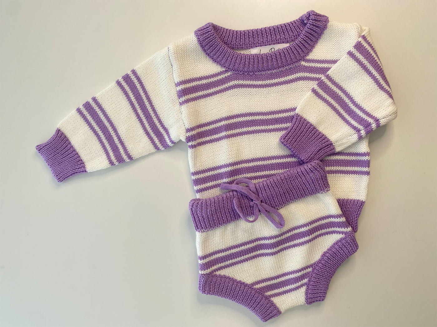 Stripey Jumper & Bummies Set - Lilac