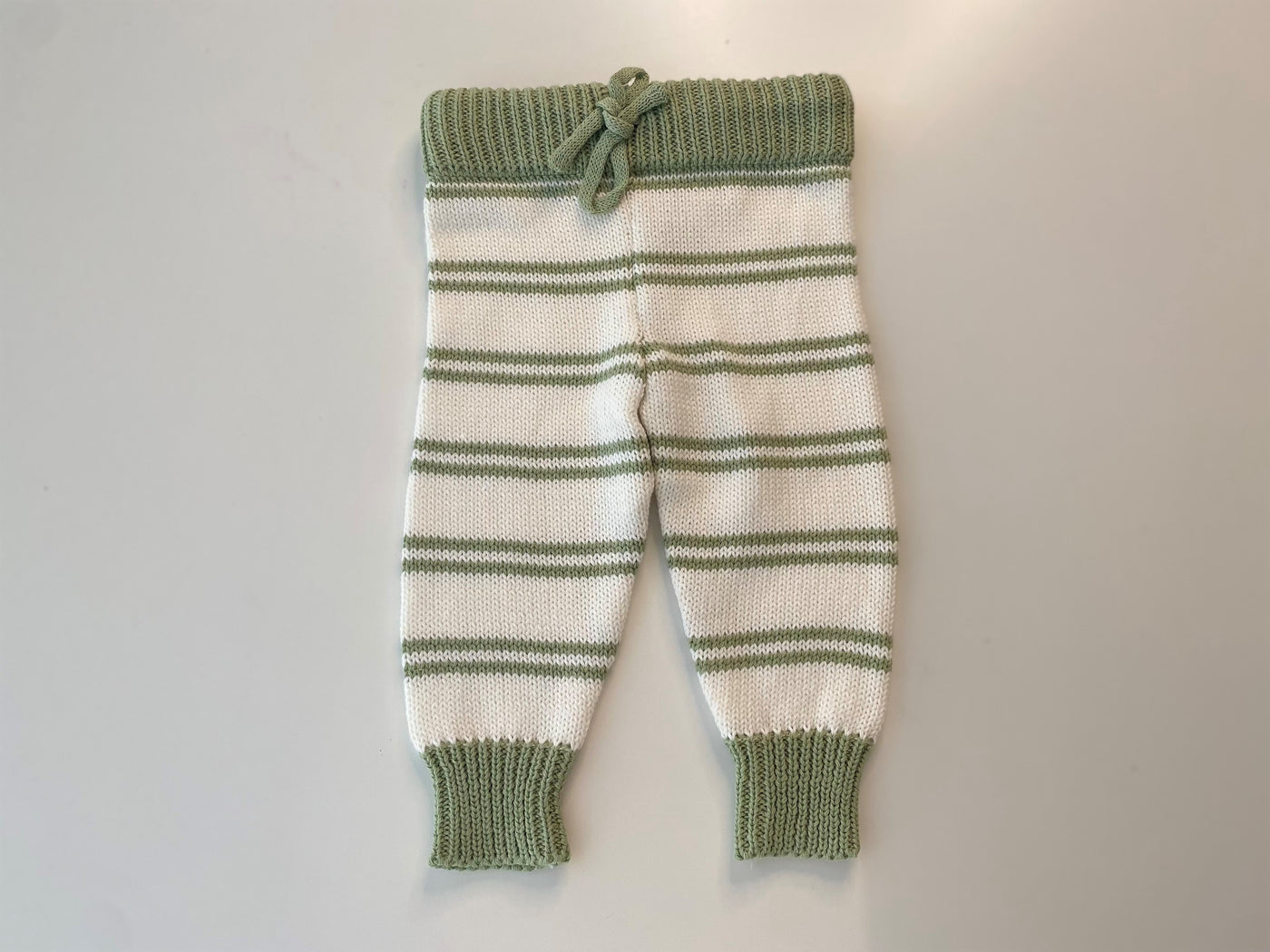 Stripey Knitted Jumper & Pants Set - Olive Green