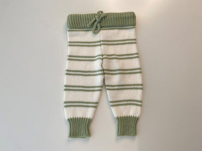 Stripey Knitted Jumper & Pants Set - Olive Green