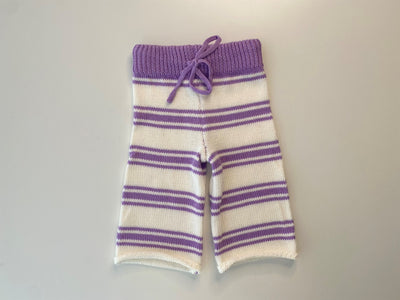 Stripey Knitted Jumper & Flared Pants Set - Lilac