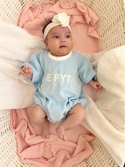 PRE-ORDER - Terry Towel Romper - Sky Blue