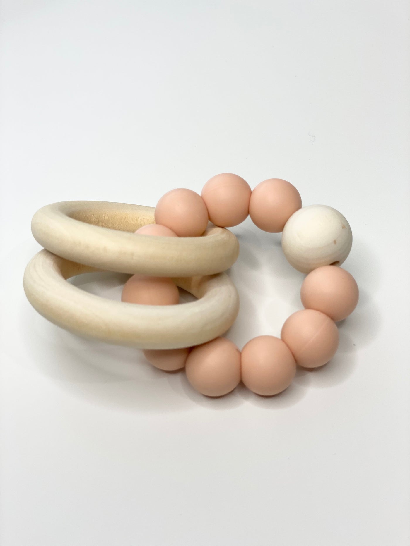 Peach –  Wooden Silicone Teether